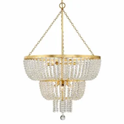 Crystorama Rylee 24 3/4" Wide Antique Gold Chandelier -Outlet The Radiantix Store crystorama rylee 24 and three quarter inch wide antique gold chandelier 83g53