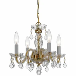 Crystorama Traditional Crystal 15"W Brass Crystal Mini Chandelier