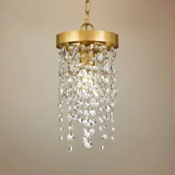Crystorama Winham 7"W Antique Gold And Crystal Mini Pendant