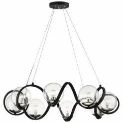 Maxim Curlicue 35" Wide Black And Polished Nickel 8-Light Modern Pendant -Outlet The Radiantix Store curlicue 35 inch wide black and polished nickel 8 light modern pendant 45f30