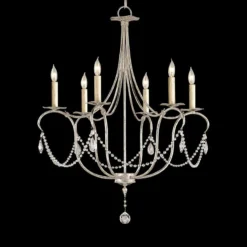 Currey And Company 27" Wide Silver Leaf Crystal Chandelier