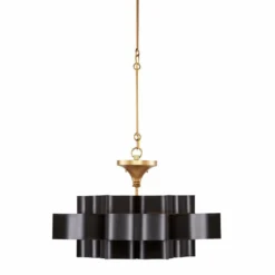 Currey And Company Grand Lotus 20 1/4" Black And Gold Small Chandelier -Outlet The Radiantix Store currey and company grand lotus 20 and one quarter inch black and gold small chandelier 596j2views5