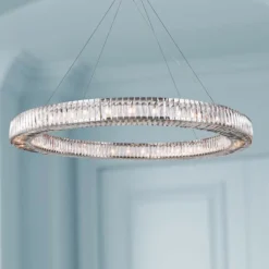 Cuvette 63" Wide Chrome And Crystal Pendant Light