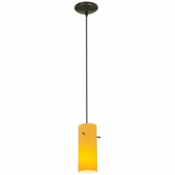 Cylinder 4" Wide Amber Glass LED Mini Pendant -Outlet The Radiantix Store cylinder 4 inch wide amber glass led mini pendant 12m27views1