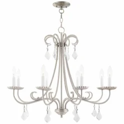 Daphne 29 3/4" Wide Brushed Nickel 8-Light Chandelier -Outlet The Radiantix Store daphne 29 and three quarter inch wide brushed nickel 8 light chandelier 69m12