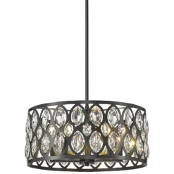Dealey 19" Wide Crystal Matte Black 5-Light Chandelier -Outlet The Radiantix Store dealey 19 inch wide crystal matte black 5 light chandelier 96e81