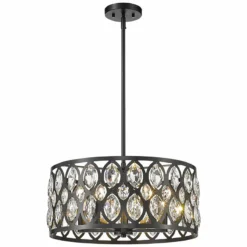 Dealey 19" Wide Crystal Matte Black 5-Light Chandelier -Outlet The Radiantix Store dealey 19 inch wide crystal matte black 5 light chandelier 96e81views3