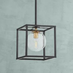 Delaney 8" Wide Black Open Square Mini Pendant Light