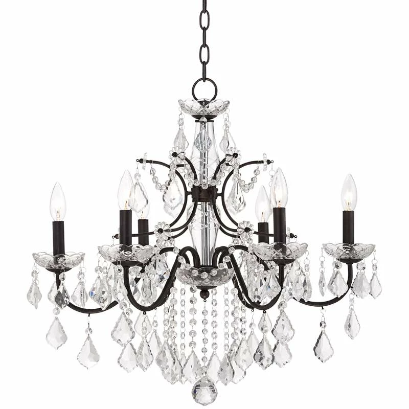 DeMallo 26" Wide Dark Bronze 6-Light Traditional Crystal Chandelier 4 DeMallo 26" Wide Dark Bronze 6-Light Traditional Crystal Chandelier - Image 2