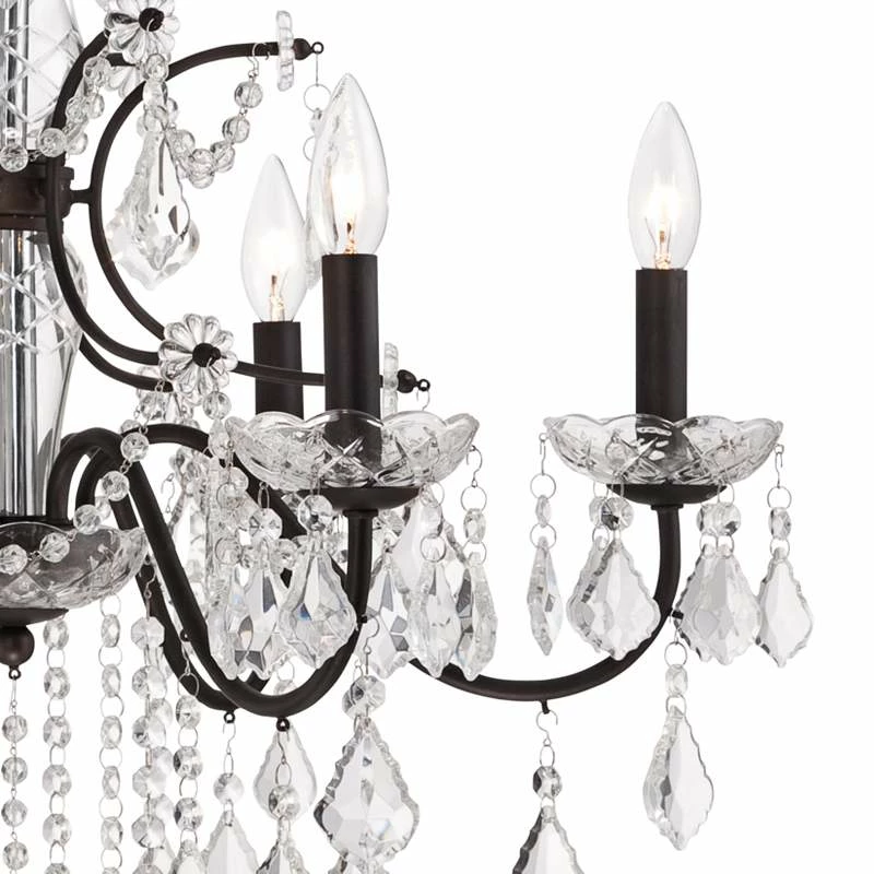 DeMallo 26" Wide Dark Bronze 6-Light Traditional Crystal Chandelier 5 DeMallo 26" Wide Dark Bronze 6-Light Traditional Crystal Chandelier - Image 3