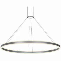 Double Corona 59" Wide Satin Aluminum 2-Light LED Pendant