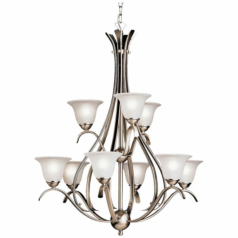Dover Collection 29"W Brushed Nickel Nine Light Chandelier 4 Dover Collection 29"W Brushed Nickel Nine Light Chandelier - Image 2