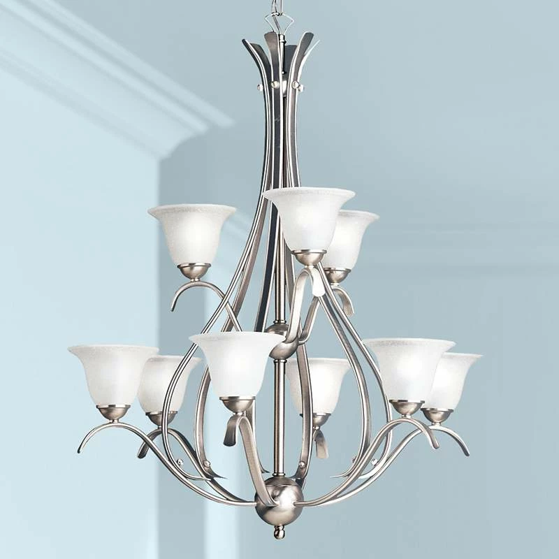 Dover Collection 29"W Brushed Nickel Nine Light Chandelier 3 Dover Collection 29"W Brushed Nickel Nine Light Chandelier