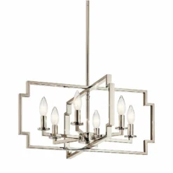Downtown Deco 21 1/2"W Polished Nickel 6-Light Chandelier