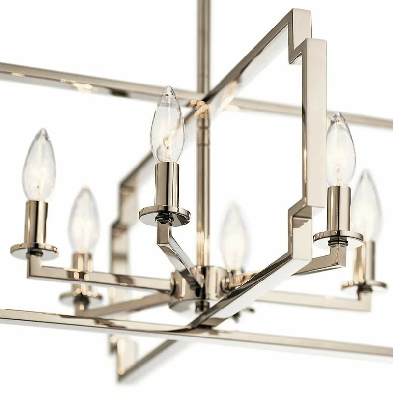 Downtown Deco 21 1/2"W Polished Nickel 6-Light Chandelier 4 Downtown Deco 21 1/2"W Polished Nickel 6-Light Chandelier - Image 2