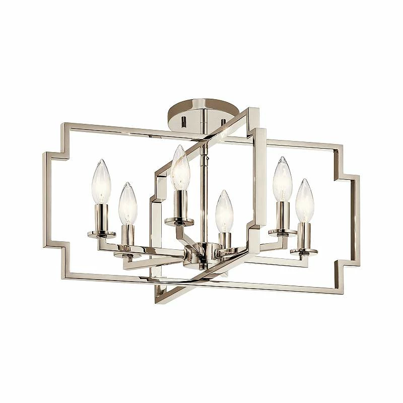 Downtown Deco 21 1/2"W Polished Nickel 6-Light Chandelier 5 Downtown Deco 21 1/2"W Polished Nickel 6-Light Chandelier - Image 3
