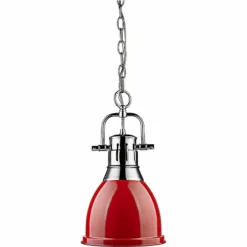 Golden Lighting Duncan Chrome 9" Wide Contemporary Red Mini Pendant -Outlet The Radiantix Store duncan chrome 9 inch wide contemporary red mini pendant 7k317views1