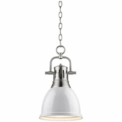 Golden Lighting Duncan Pewter 9" Wide Contemporary White Mini Pendant -Outlet The Radiantix Store duncan pewter 9 inch wide contemporary white mini pendant 7k312