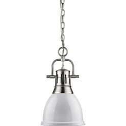 Golden Lighting Duncan Pewter 9" Wide Contemporary White Mini Pendant -Outlet The Radiantix Store duncan pewter 9 inch wide contemporary white mini pendant 7k312views1