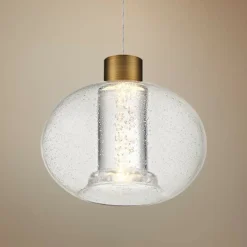 DweLED Crater 8 1/4" Wide Aged Brass LED Mini Pendant