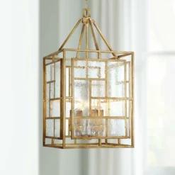 Edgemont Park 18" Wide 6-Light Pandora Gold Leaf Pendant