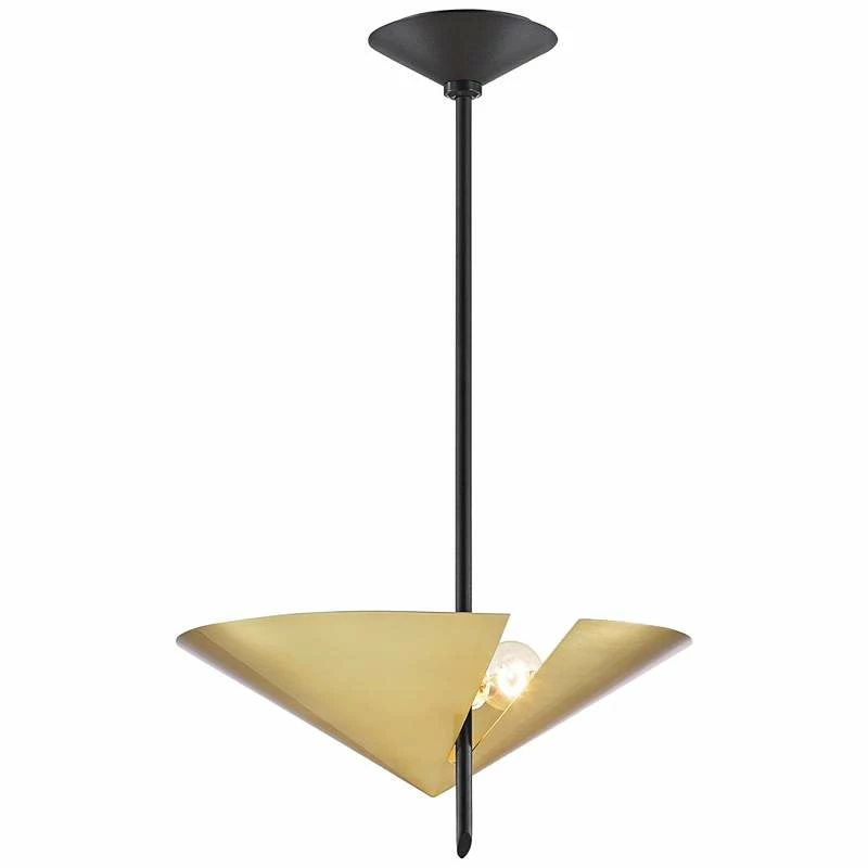 EEquilibrium 2-Light Black Pendant Light With Aged Brass 4 EEquilibrium 2-Light Black Pendant Light With Aged Brass - Image 2