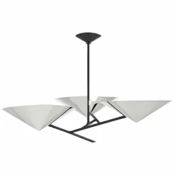 EEquilibrium 3-Light Black Chandelier With Polished Nickel Shade