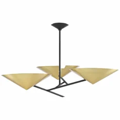 EEquilibrium 39.5" Wide 3-Light Black And Brass Modern Chandelier