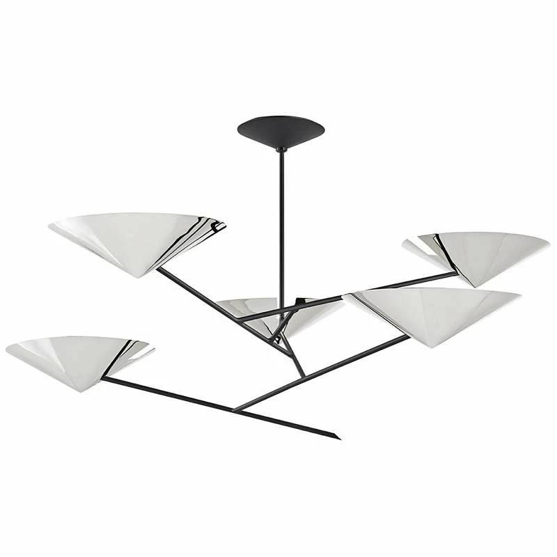 EEquilibrium 5-Light Black Chandelier With Polished Nickel Shade 4 EEquilibrium 5-Light Black Chandelier With Polished Nickel Shade - Image 2
