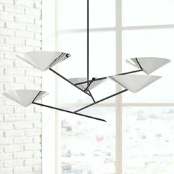 EEquilibrium 5-Light Black Chandelier With Polished Nickel Shade