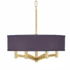 Eggplant Faux Silk Ava 6-Light Gold Pendant Chandelier 1 Eggplant Faux Silk Ava 6-Light Gold Pendant Chandelier -Outlet The Radiantix Store eggplant faux silk ava 6 light gold pendant chandelier 696j6