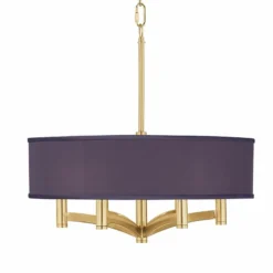 Eggplant Faux Silk Ava 6-Light Gold Pendant Chandelier