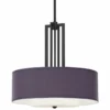 Eggplant Faux Silk Carey 24" Black 4-Light Chandelier