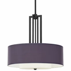 Eggplant Faux Silk Carey 24" Black 4-Light Chandelier