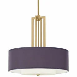 Eggplant Faux Silk Carey 24" Gold 4-Light Chandelier