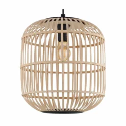 Eglo Bordesley 13 3/4" Wide Black And Natural Wood Pendant Light -Outlet The Radiantix Store eglo bordesley 13 and three quarter inch wide black and natural wood pendant light 91y74views1