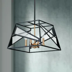 Eglo Corrietes 16" Wide Matte Black Modern Geometric Pendant Light