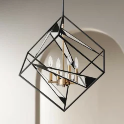 Eglo Corrietes 23" Wide Matte Black Modern Geometric Pendant Light