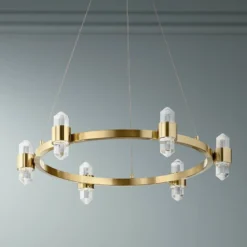 Elan Arabella 26 1/2" Wide Gold 12-Light LED Crystal Pendant