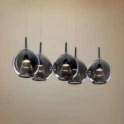 Elan Zin 42" Wide Polished Nickel LED Multi Light Pendant