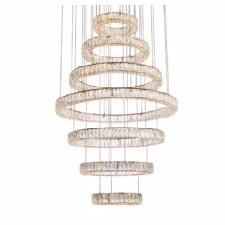 Elegant Lighting Monroe 40" Gold Tiered LED Seven Ring Chandelier -Outlet The Radiantix Store elegant lighting monroe 40 inch gold tiered led seven ring chandelier 878h5views4
