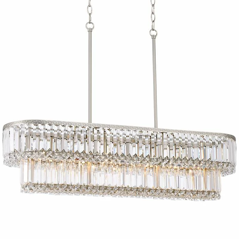 Ella 38 3/4" Wide Brushed Nickel Crystal Island Pendant Light 4 Ella 38 3/4" Wide Brushed Nickel Crystal Island Pendant Light - Image 2
