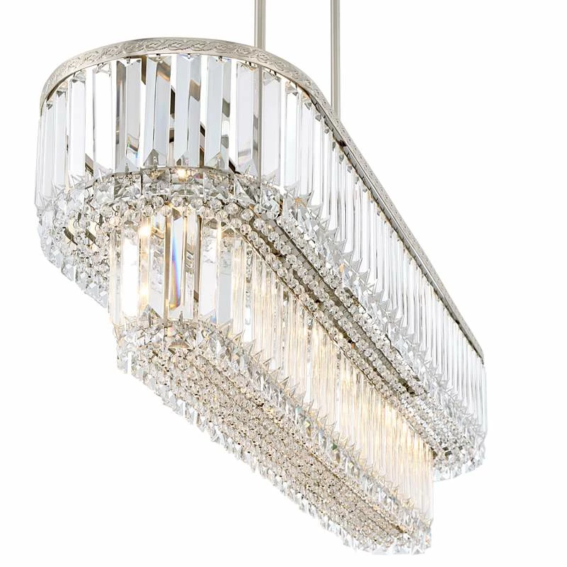 Ella 38 3/4" Wide Brushed Nickel Crystal Island Pendant Light 6 Ella 38 3/4" Wide Brushed Nickel Crystal Island Pendant Light - Image 4
