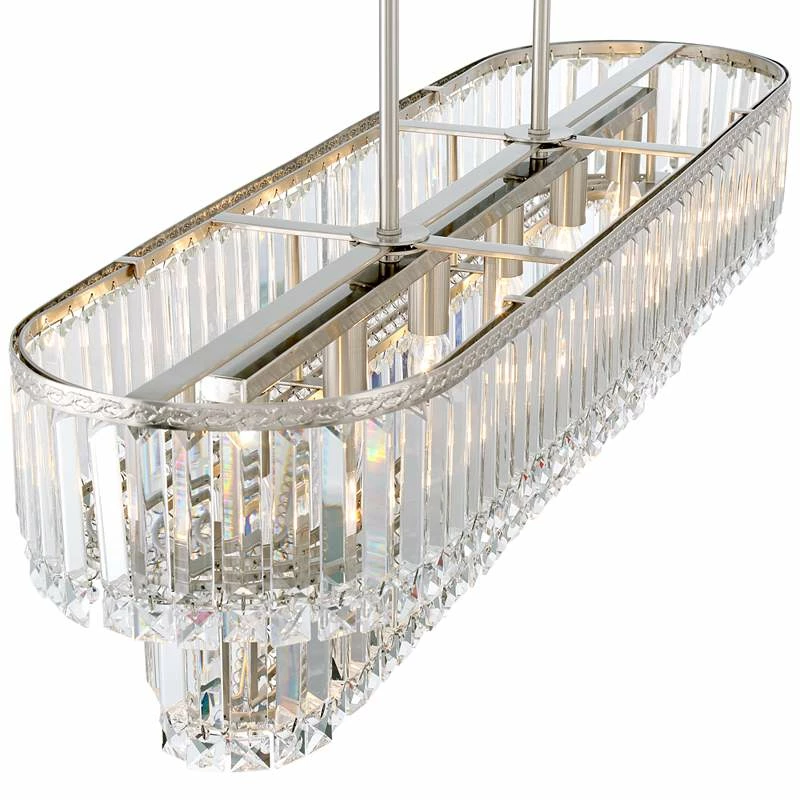 Ella 38 3/4" Wide Brushed Nickel Crystal Island Pendant Light 7 Ella 38 3/4" Wide Brushed Nickel Crystal Island Pendant Light - Image 5