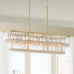 Ella 38 3/4" Wide Soft Gold Crystal Island Pendant Light