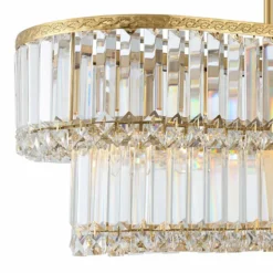 Ella 38 3/4" Wide Soft Gold Crystal Island Pendant Light -Outlet The Radiantix Store ella 38 and three quarter inch wide soft gold crystal island pendant light 435h2views1