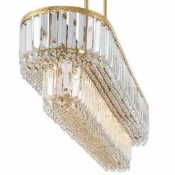 Ella 38 3/4" Wide Soft Gold Crystal Island Pendant Light -Outlet The Radiantix Store ella 38 and three quarter inch wide soft gold crystal island pendant light 435h2views2