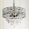 Ellena 24" Wide 4-Light Black Drum Crystal Pendant Light -Outlet The Radiantix Store ellena 24 inch wide 4 light black drum crystal pendant light 9h542cropped