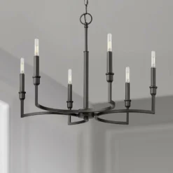 Golden Lighting Ellyn 25" Wide Matte Black Metal 6-Light Chandelier