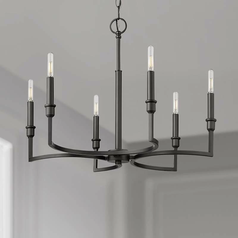 Golden Lighting Ellyn 25" Wide Matte Black Metal 6-Light Chandelier 3 Golden Lighting Ellyn 25" Wide Matte Black Metal 6-Light Chandelier
